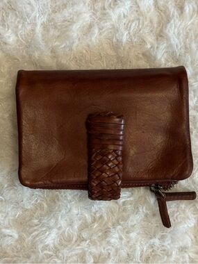 Source Unknown Brown Woven Leather Wallet Clutch